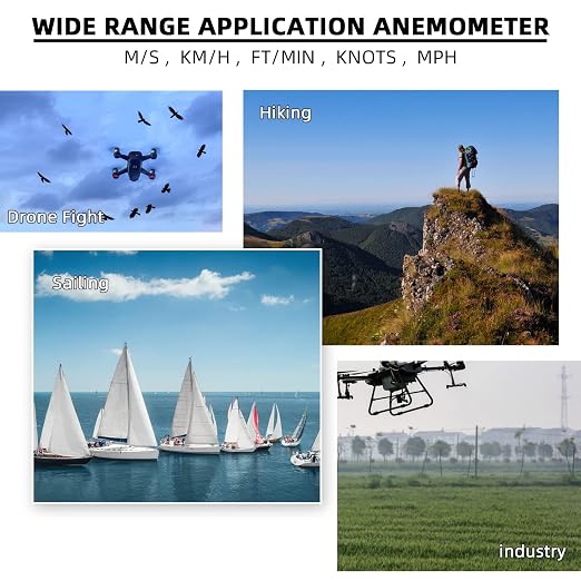 Anemometer & WBGT Heat Stress Meter, Digital Handheld Wind Meter Measures Wind Speed, Wet Bulb Globe Temperature, Humidity, Wind Temp, Outdoor Heat Index Monitor with WBGT Alarm, HVAC Wind Gauge 881W