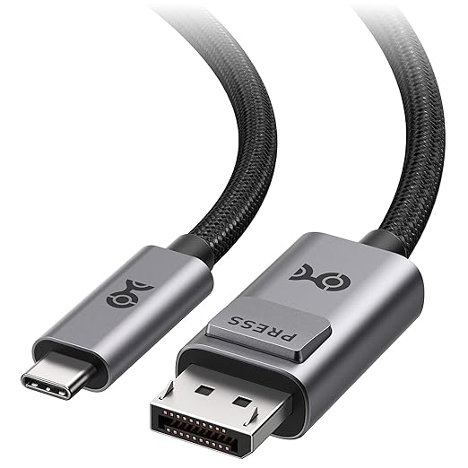 Cable Matters 40Gbps Bi-Directional USB-C to DisplayPort 2.1 Cable - 1.8m / 6ft, DP40 (UHBR10), 8K@120Hz / 4K@480Hz, DisplayPort to USB C Cable for DP Alt Mode Devices (No Power Delivery)