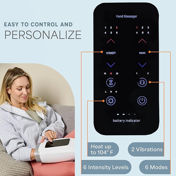 LifePro Legra Hand Massager with Heat and Compression — Cordless Electric Hand and Wrist Massager with Multi Modes — Finger Palm Pressure Point Therapy for Arthritis and Carpal Tunnel