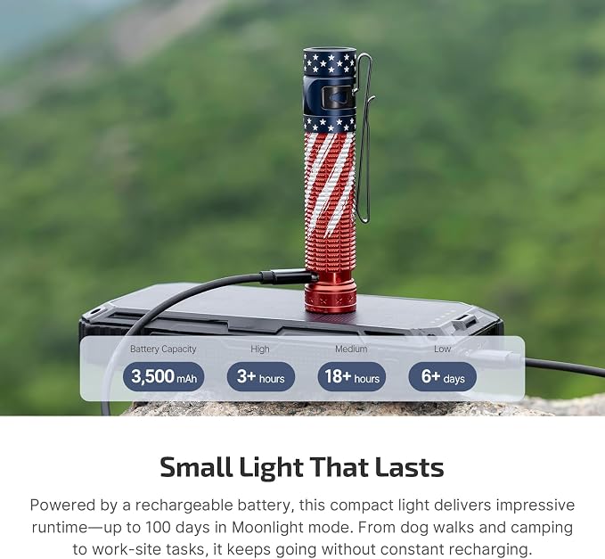 OLIGHT Baton4 Pro EDC Flashlight Rechargeable, 1600 Lumens Small Pocket LED Light with Tactical Switch and Magnetic & USB C Dual Charging for Home Use, Camping and Emergency (Stars&Stripes Edition)