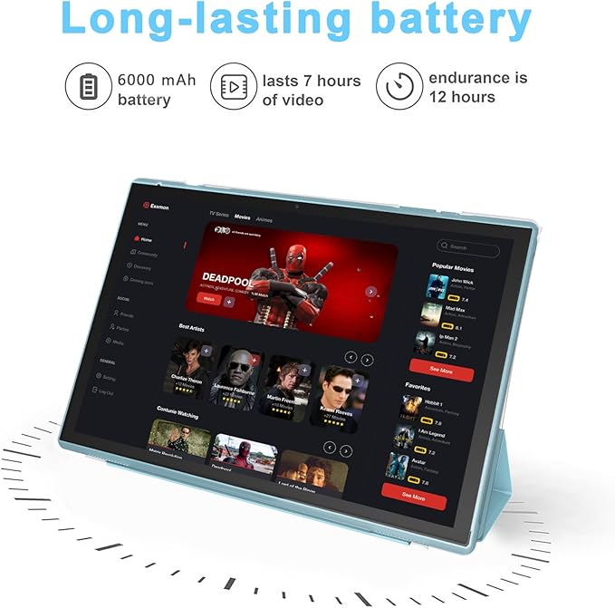 10 Inch Tablet With Tablet protective Case and Stylus, Android 15 Tablets, 8GB RAM 32GB ROM/1TB Expansion, 8H 6000mah Battery Wifi Bluetooth 10.1" IPS HD Touchscreen 2MP+8MP Dual Camera Tablets Blue.
