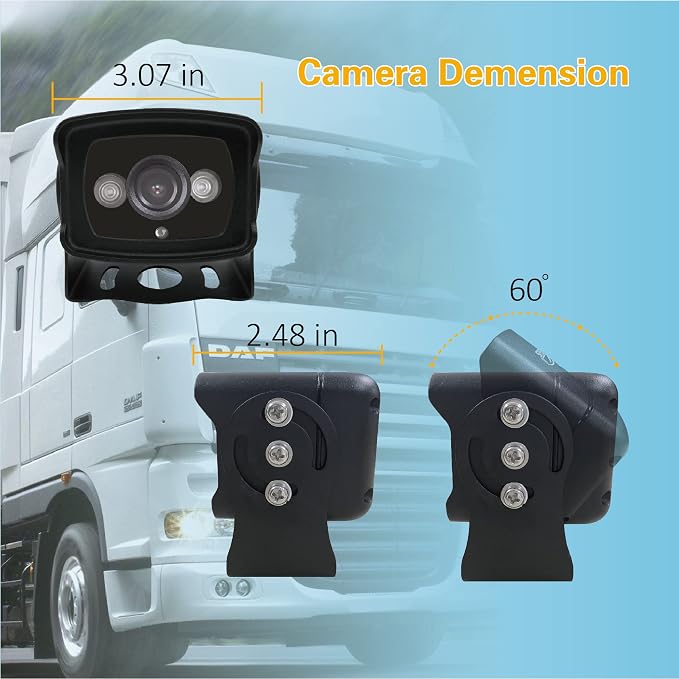 VMS Backup Camera System + VC5 1080P Backup Camera 7" Wide IPS Monitor Night Vision Waterproof 1080P Wired Backup Camera for Trucks, Buses, RVs