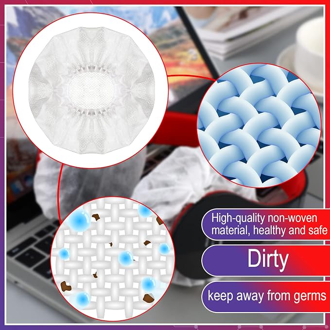 Hoteam 500 Pcs Disposable Headphone Covers, Non-Woven Sanitary Headphone Hygiene Covers for Over-Ear Headphones (8-11cm), Ideal for Gyms, Salons, Call Centers & Shared Headsets, White