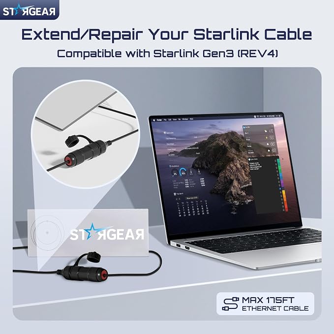 Starlink Ethernet Adapter for Gen 3/Mini, 1FT Waterproof Starlink Cable RJ45 Coupler, Starlink Mini Ethernet Cable Extension, Compatible with Starlink Standard 4/4X/Gen 3 Dish and Router 3
