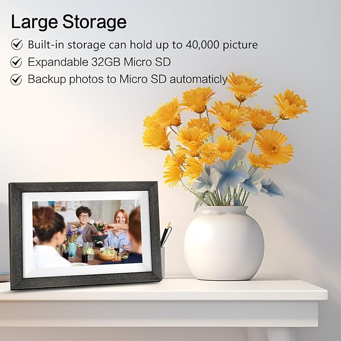 Frameo Digital Photo Frame,10.1 Inch WiFi Smart Digital Picture Frame with HD IPS Touch Screen,Auto-Rotate,Send Pictures from Anywhere via Frameo APP,Gifts for Mom