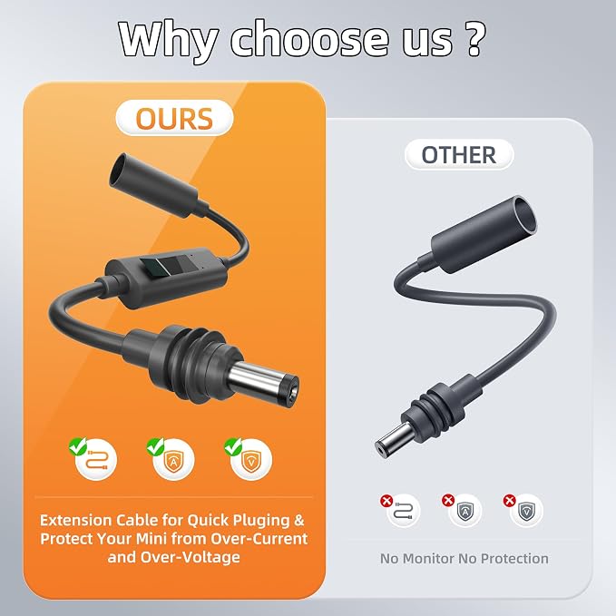 Starlink Mini & Gen 3 DC Cable Coupler with Voltmeter, Starlink Mini Power Cable Extension DC Male to Female Protection from Over-Current and Over-Voltage 0.2M Waterproof