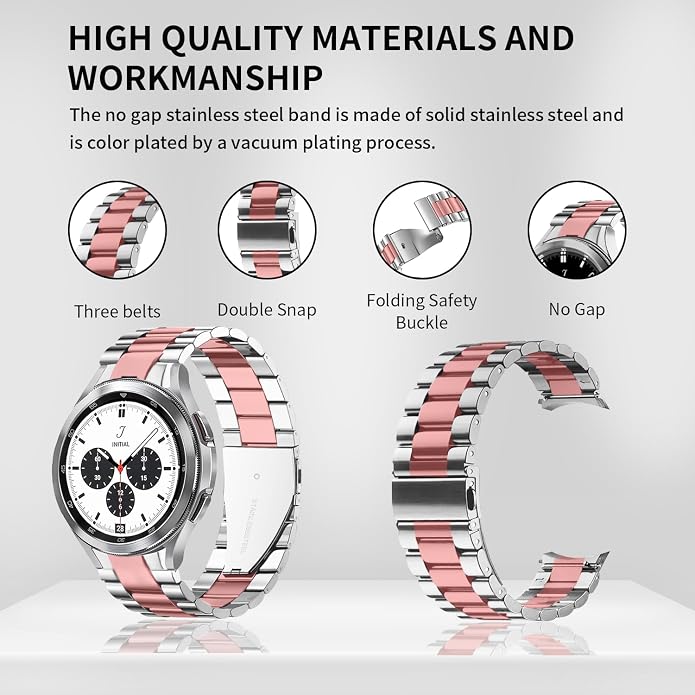GOLDTOLUCK No Gap Stainless Steel Band Compatible with Samsung Galaxy Watch 8 7 6 5 4 Classic FE Pro Ultra 40mm 44mm 46mm 43mm 47mm 45mm 42mm Replacement Men Women Milanese Metal Elegant Casual