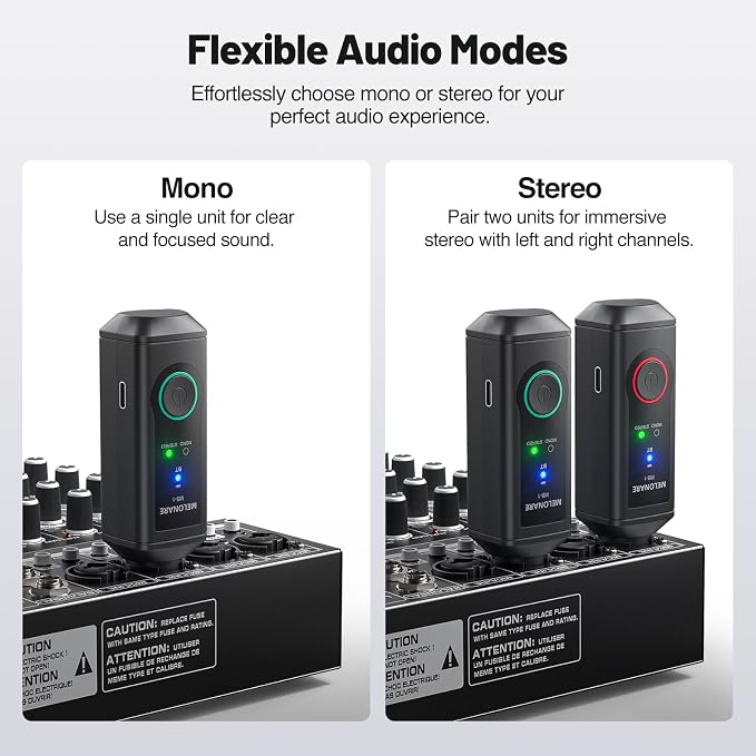 MELONARE MB-1 Wireless XLR Bluetooth Receiver, 15-Hour Battery Life, BT 5.3, High-Fidelity Audio, Mono/Stereo Mode, 150ft Range, Bluetooth Adapter for Speakers, PA Systems, Mixers, DJ Equipment