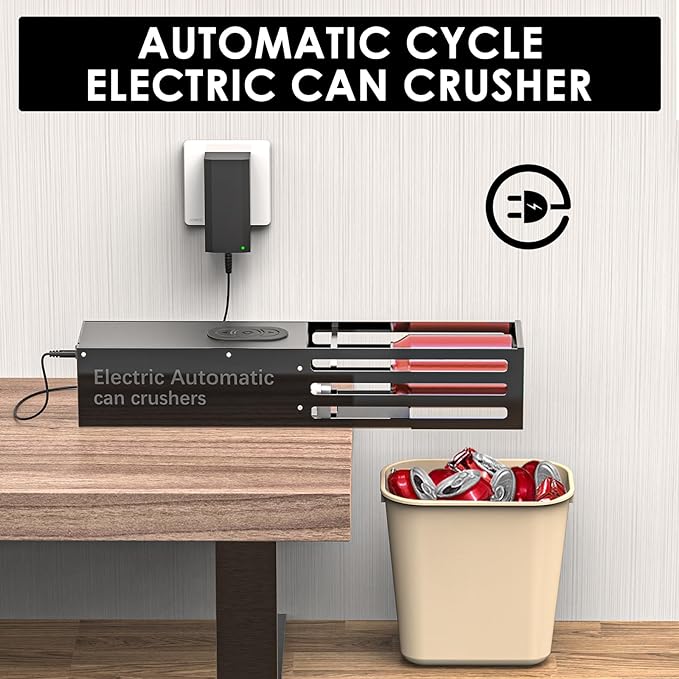 YOTAN Electric Can Crusher, Aluminum Can Crusher for Recycling 8oz&12oz&16oz, Wall Mounted, Heavy Duty Can Trash Compactor for Aluminum Seltzer, Soda, Beer Cans and Bottles