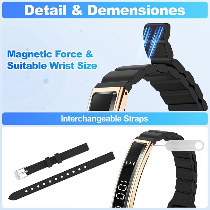 Smart Bracelet for Women Men, Health Activity Fitness Trackers, 24/7 Heart Rate & Sleep Tracker, HRV & Stress Monitor, Smart Wristband with 2 Bands for Calorie/Step Counter, Free APP for iOS & Android