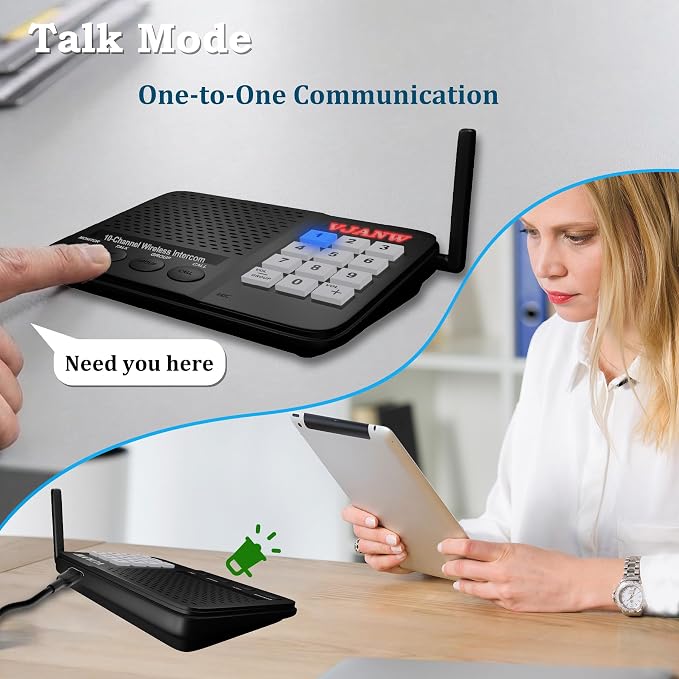 Intercoms Wireless for Home: Push to Talk, One to Many Group Broadcast, Voice Activated Monitor for Home, Ring Alert Call, 6000FT Long Range, Speak Closer for Clearer, More Private Communication