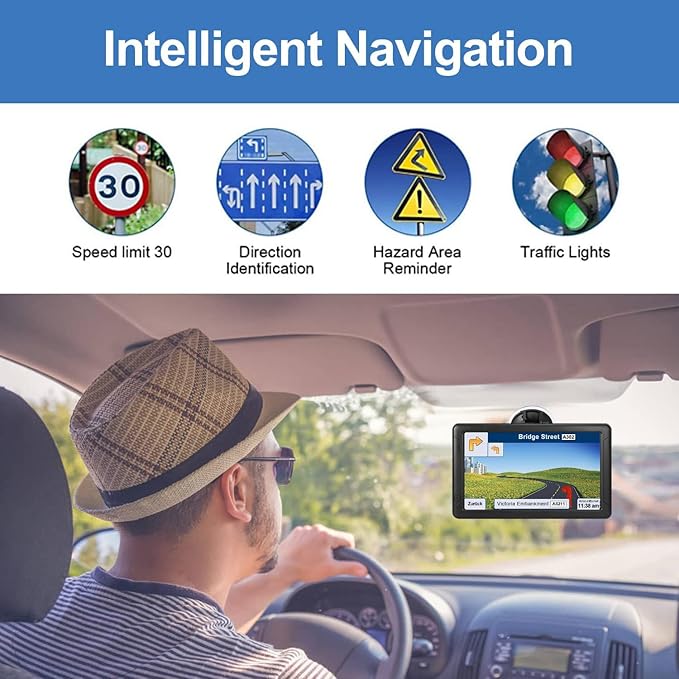 GPS Navigator for Car Truck RV, 9-inch High-Definition Touch Screen，2025 Maps (Free Lifetime Updates), Support Voice Turn Direction Guidance/Speed and Red Light Warning/Custom Truck Routing（Black）