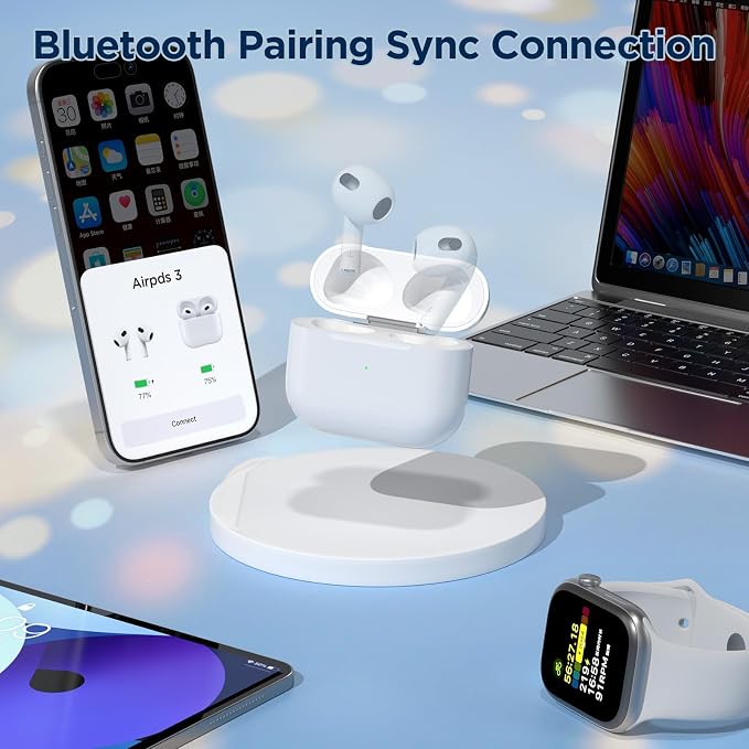 Wireless Charging Case for AirPods 3rd Generation | Replacement Charger Case with Bluetooth Pairing Sync Button, 660mAh Fast Charging, L-Port & Wireless Charging