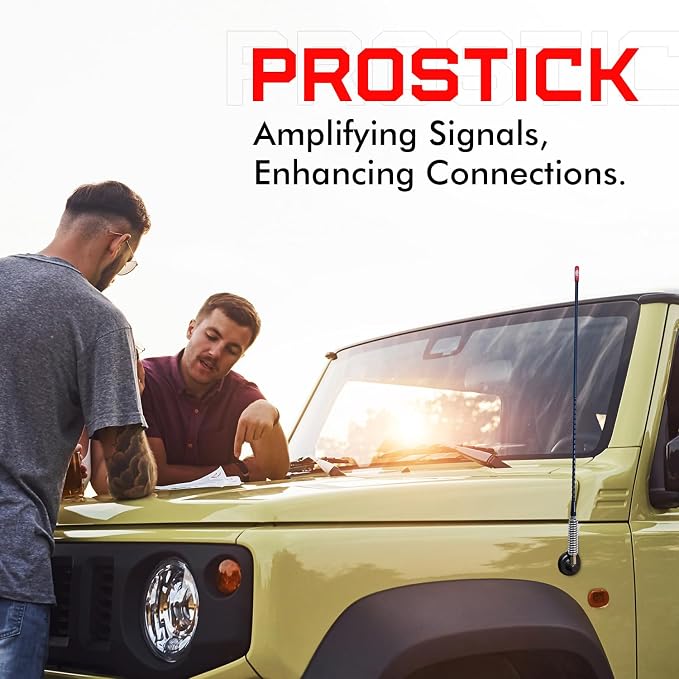 Prostick 4 Foot Fiberglass Black Passive CB Radio Antenna with Heavy Duty Stainless Steel Spring.