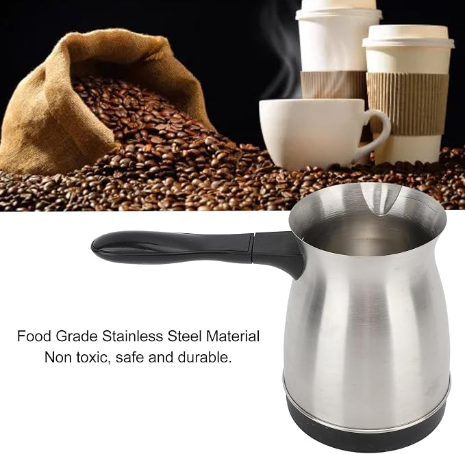 banapoy Electric Turkish Coffee Maker Machine, Stainless Steel Greek Turkish Coffee Pot with Anti Scald Handle, Heating Tea Maker Kettle for Arabic Tea Milk, banapoymf7p5tekia