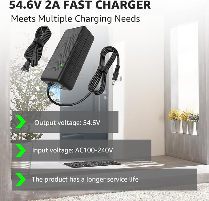54.6V 2A Charger for 48V Lithium Battery Compatible with Battery Charger,Equipped with 4 Output Heads ﻿
