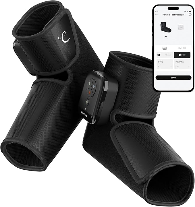 Comfytemp Portable Air Compression Foot Massager with Heat, FSA Eligible HSA, Cordless Foot and Ankle Compression Boots for Circulation, Recovery for Swelling, Plantar Fasciitis (Fit Size 6 to 10)