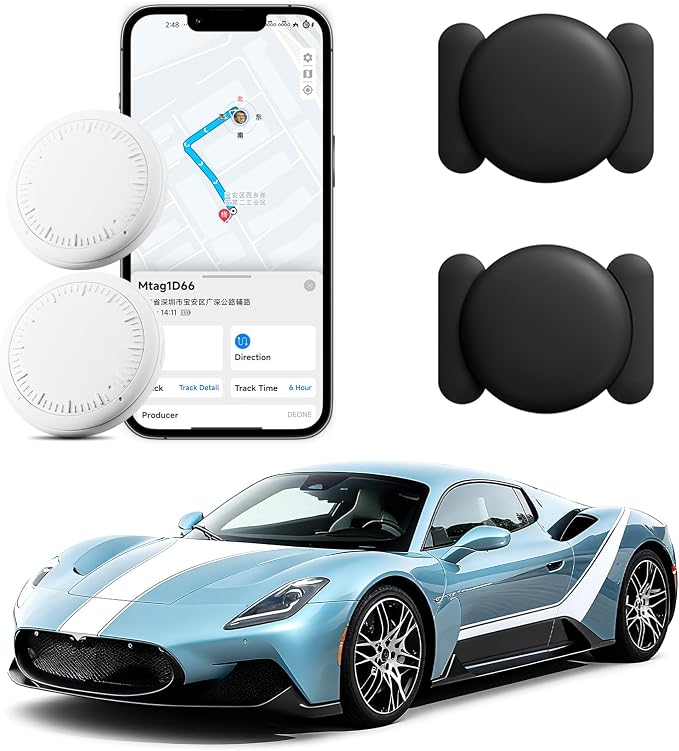 Mini GPS Tracker for Vehicles No Monthly Fee,GPS Car Tracker,Hidden Car Tracker with Magnetic Case,Real Time Car GPS Tracker Compatible with iOS & Android (Black,2PCS)