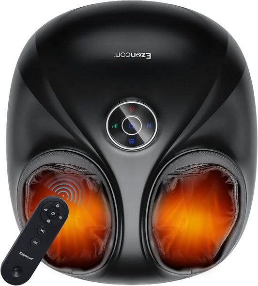 Foot Massager Shiatsu Kneading/Scraping/Vibration/Heat/Remote | 2 Memory Slots,3 Modes, 3 Heats, 3 Intensitys, 15min Timer, Fits US Size 5-11.5