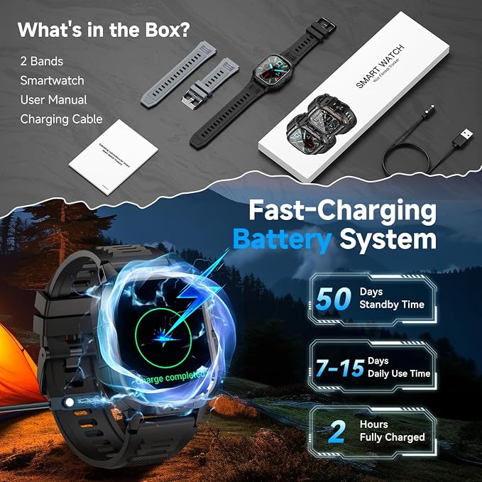 Smart Watch for Men Fitness Tracker: Military Waterproof Make Answer Call Digital Mens Watches Running Step Pedometer Smartwatch Compatible Samsung Android and iPhone Sleep Heart Rate SpO2 Monitor