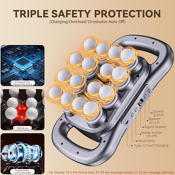 16-Head Massage Gun,2026 Upgrade Deep Tissue Percussion Massager with 9 Modes 9 Intensities, Muscle Tension Release Electric Massage Tools for Back,Shoulders,Legs,Fathers Day Gift