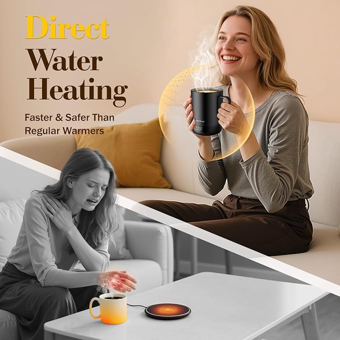 14oz Smart Coffee Mug Warmer - Self-Heating Mug with App Control, Rechargeable Heated Mug Warmer for Home Office, Ideal Gifts for Dad Mom