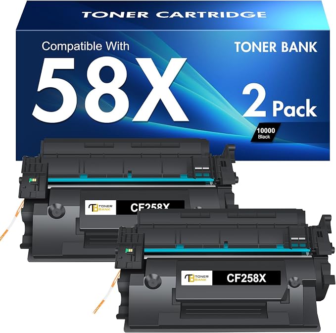 CF258X 58X Toner Cartridge Black High Yield 58A M428fdw M404n Compatible Replacement for HP 58X CF258X 58A CF258A Toner Cartridge for HP LaserJet Pro M404dn MFP M428fdn M428dw Printer Ink 2 Pack
