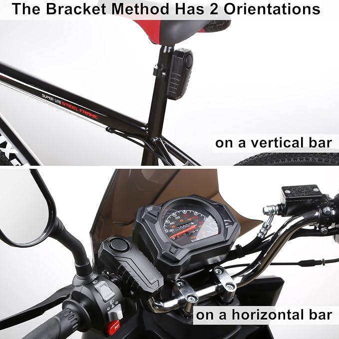 WSDCAM Anti-Theft Bike Alarm with Mount, 113dB Burglar Vibration Motorcycle Bicycle Alarm Security System Waterproof Cycle Bike Alarm with 2 Remotes