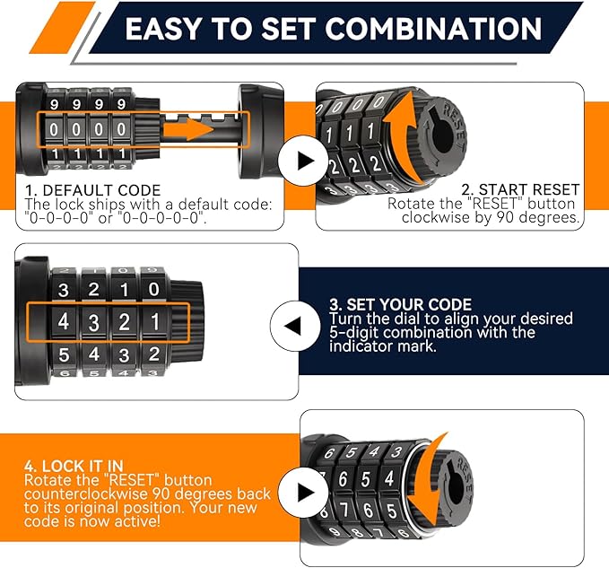 SEPOX® 12Pcs Pack 6FT Extra Long Cable Combination-Bike-Locks, 4 Digits Retractable Security Lock, 12mm Heavy-Duty Anti-Theft Anti-Rust Cable for Bicycle, Scooter, Gate,Outdoor Equipment, Weatherproof