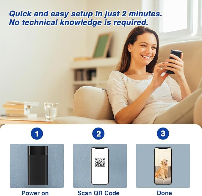 WIWACAM 2K WiFi Camera with 5000mAh Battery, Ultra HD Night Vision Motion Video-Only, 8