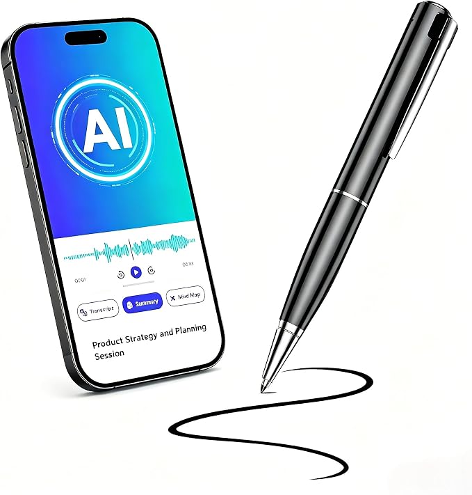 Note AI Voice Recorder Pen, AI Voice Recorder Pen with Summary & Mind Map, AI Note Taking Device with 150 Languages Transcription, Smart Meeting Recorder for Lectures, Interviews, Calls