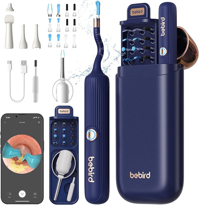 BEBIRD Ear Wax Removal Tool Camera, Visual Earwax Cleaner with Cleaning Kit as Spade/Spoon/Pick/Tweezer Clean Ears for Family, Ear-Scope Otoscope Wireless WiFi Connect