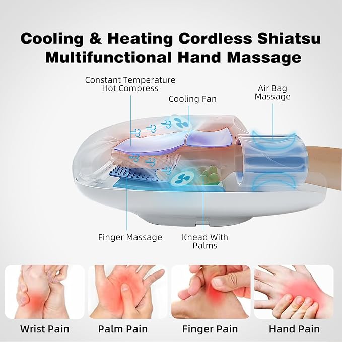 Hand Massager with Heat and Compression,Hand & Wrist Massager for Arthritis and Carpal Tunnel Pain Relief