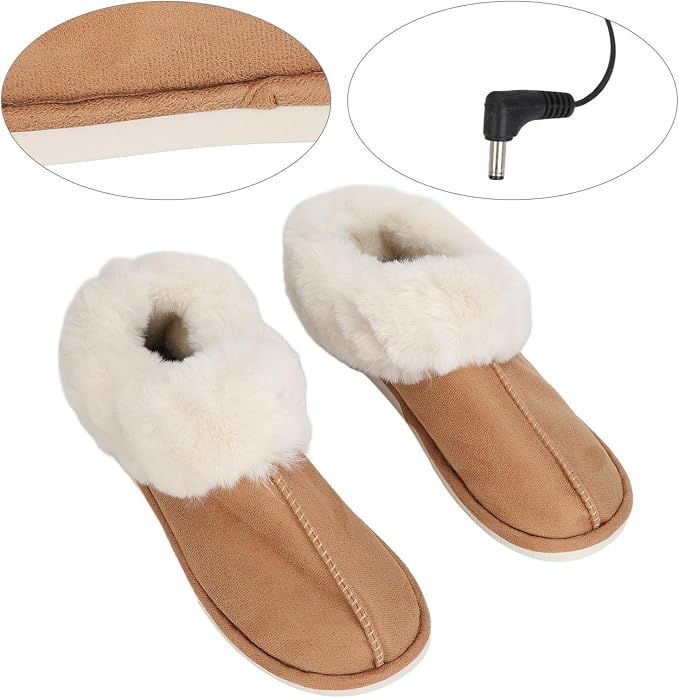 HURRISE USB Heated Slippers, Electric Heated Slippers Foot Warmer Under Desk, House Heated Slippers Shoes Heating Pad, Adjustable Foot Heating Slip for Indoor Outdoor Use
