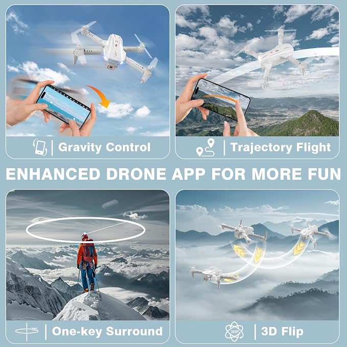 Mini Drone for Kids,Drones with Camera for Adults,Kids Drone with Gesture Control, One Key Start/Land, 3D Flips, Waypoints Fly, Headless Mode, 1080P HD FPV Foldable RC Quadcopter Toys Gifts for Boys