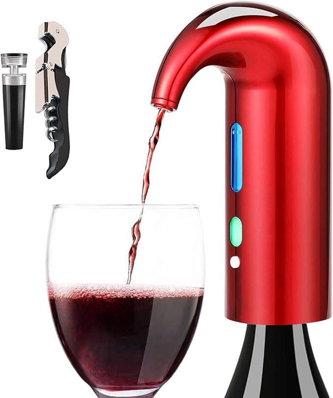 Fathers Day Wine Aerator Electric Wine Decanter – Easy One Touch Red & White Wine Accessories, Ideal for Beginners and Enthusiasts, Spout Pourer, Wine Preserver – Best Mothers Day Gift for Mom