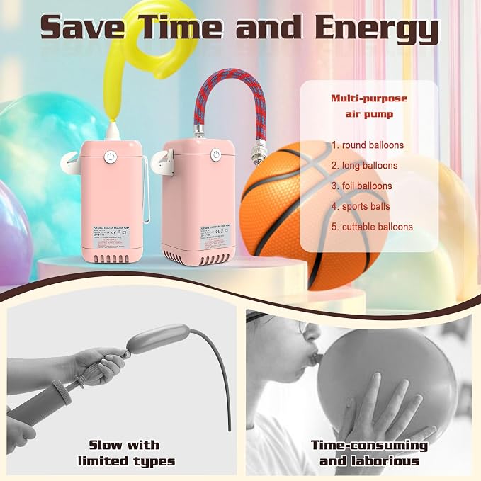 AXHJ Balloon Pump Electric Air Pumps, 2-in-1 Electric Air Balloon Pump，Balloon Inflator for 260q,Foil, Latex Balloons and Sport Balls