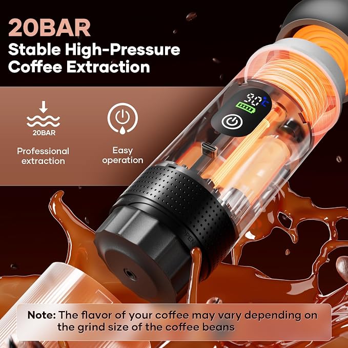 kejector Battery Powered Coffee Maker Cafetera Portatil Personal Espresso Coffee Machines for Travel Car Espresso Machine 80ml for Hiking Camping Small Electric Coffee Machine