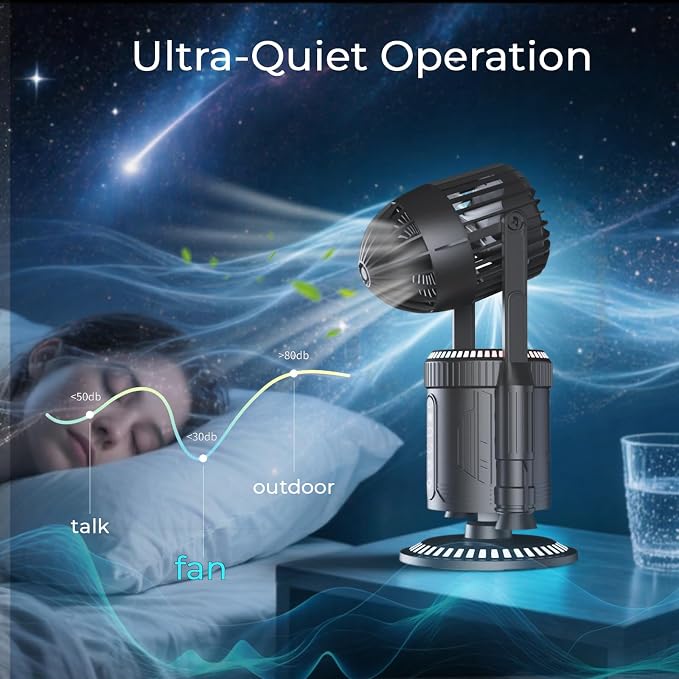 Rocket Desk Fan with Mist Humidifier, 5000mAh Portable Cordless Table Fan, RGB Gaming Room Decor, 180° Auto-Oscillating & Tilt, Quiet Personal Cooling for Office, Bedroom & Gifting (BLACK)