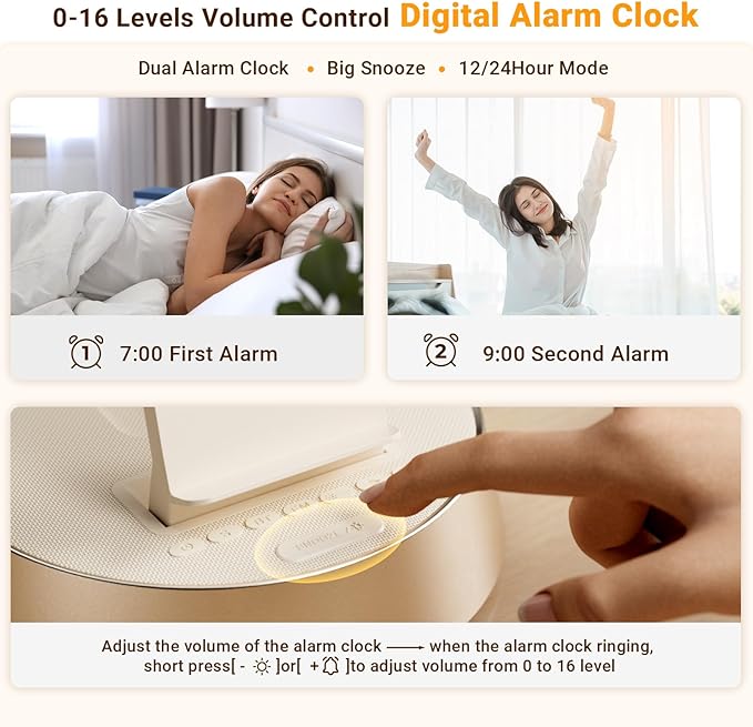 Alarm Clock with Wireless Charging Station, Clock for Bedroom with Night Light Bluetooth Speaker, Wireless Charger Dock Station for iPhone 17 16 15 14 13 12 Pro Max, Apple Watch 11, AirPods 3 (Beige)