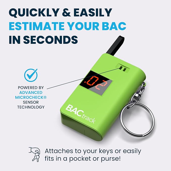 BACtrack Keychain Breathalyzer - Green (2 Pack) | Ultra-Portable Pocket Keyring Alcohol Tester for Personal Use