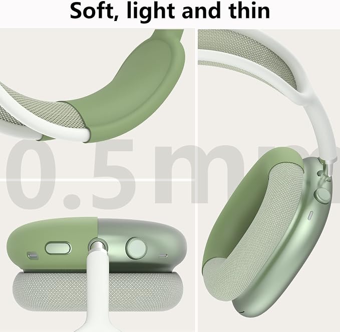 Silicone Case Cover for AirPods Max Headphones,Ear Pad Case Cover/Ear Cups Cover/Headband Cover for AirPods Max 2/1 (2026/2024/2020)(USB-C/Lightning),Silicone Accessories for Apple AirPod Max 2, Green