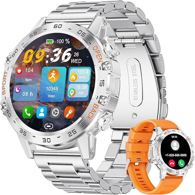SUNKTA Smart Watches for Men(Answer/Calls),1.39 inch Touchscreen/5ATM Waterproof/120+ Sports Modes Fitness Watch with Heart Rate for Android/iOS BW1846R