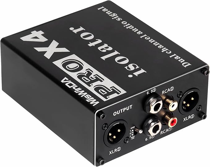 Pro X4 Multi-Purpose 2Channels XLR/RCA/AUX/TS/TRS Passive Hum Eliminator Box for Audio Equipments Ground Loop Isolator Noise Filter for Different Audio Systems Using