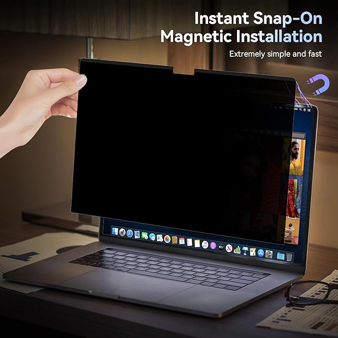 Magnetic Privacy Screen Protector Compatible With MacBook Pro 14 Inch (2021-2026, M1, M2, M3, M4, M5), Removable Anti Spy Blue Light Glare Shield, Laptop Privacy Filter for Mac Pro 14.2in