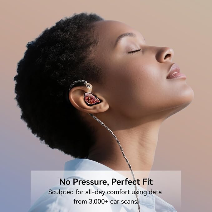Tipsy M1 IEM, Bamboo Fiber Diaphragm in-Ear Monitor, Warm, Lively Bass & Vocals, 36dB Noise Isolation, Resin Shell, Detachable 0.78mm 2‑Pin Cable (No Mic, Red)