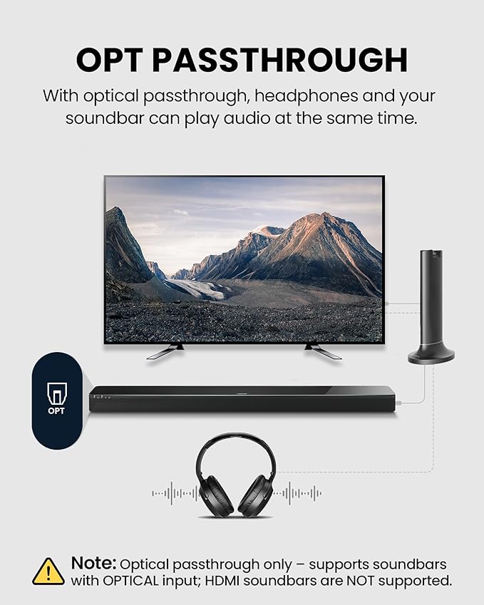 Avantree Duet - Dual Wireless Headphones for TV Watching, Clear Voice & Loud Volume for Seniors and the Hard of Hearing, Easy Plug & Play Setup, with 2.4GHz RF Transmitter & Charging Dock