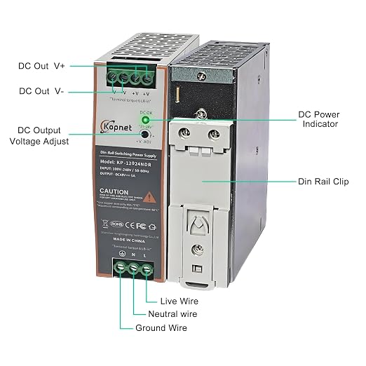 120W 24V Din Rail Mount Power Supply 24V Output AC-DC Industrial Power Adapter 100~240V AC Input Din-Rail Switching Power Supply with Over Temperature Short Circuit Protection