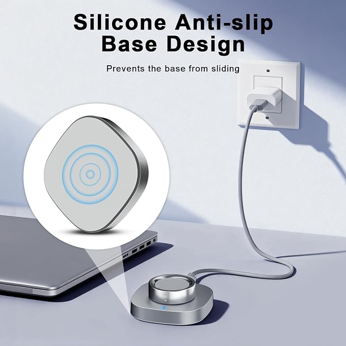 Charger Compatible with Aura-Ring Gen 4 Size 6,Fast Safe Charging Dock and USB-C Cable,Silver Gray