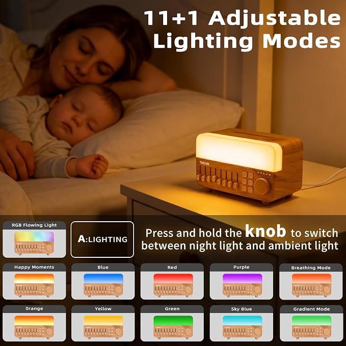 TMEHM 4-in-1 Sleep Sound Machine with White Noise & 8 Nature Sounds | Bluetooth Speaker, Night Light & Aroma Diffuser with Timer for Baby, Kids and Adults